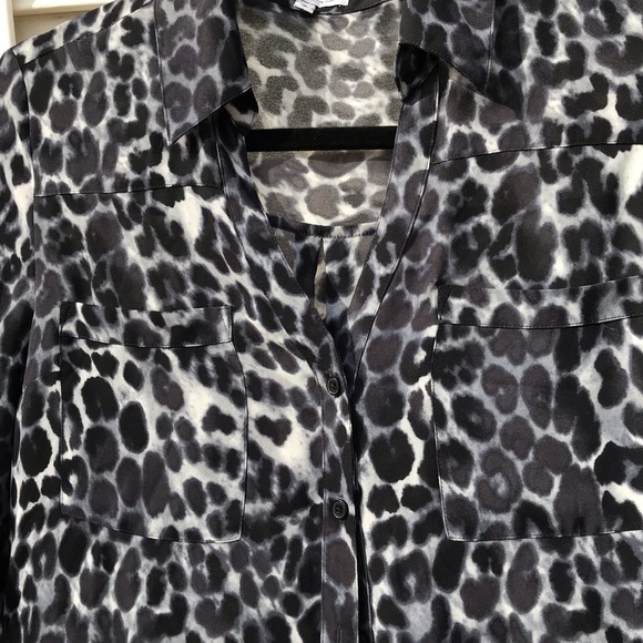 Express Leopard Print Button Down Blouse - Picture 2 of 5